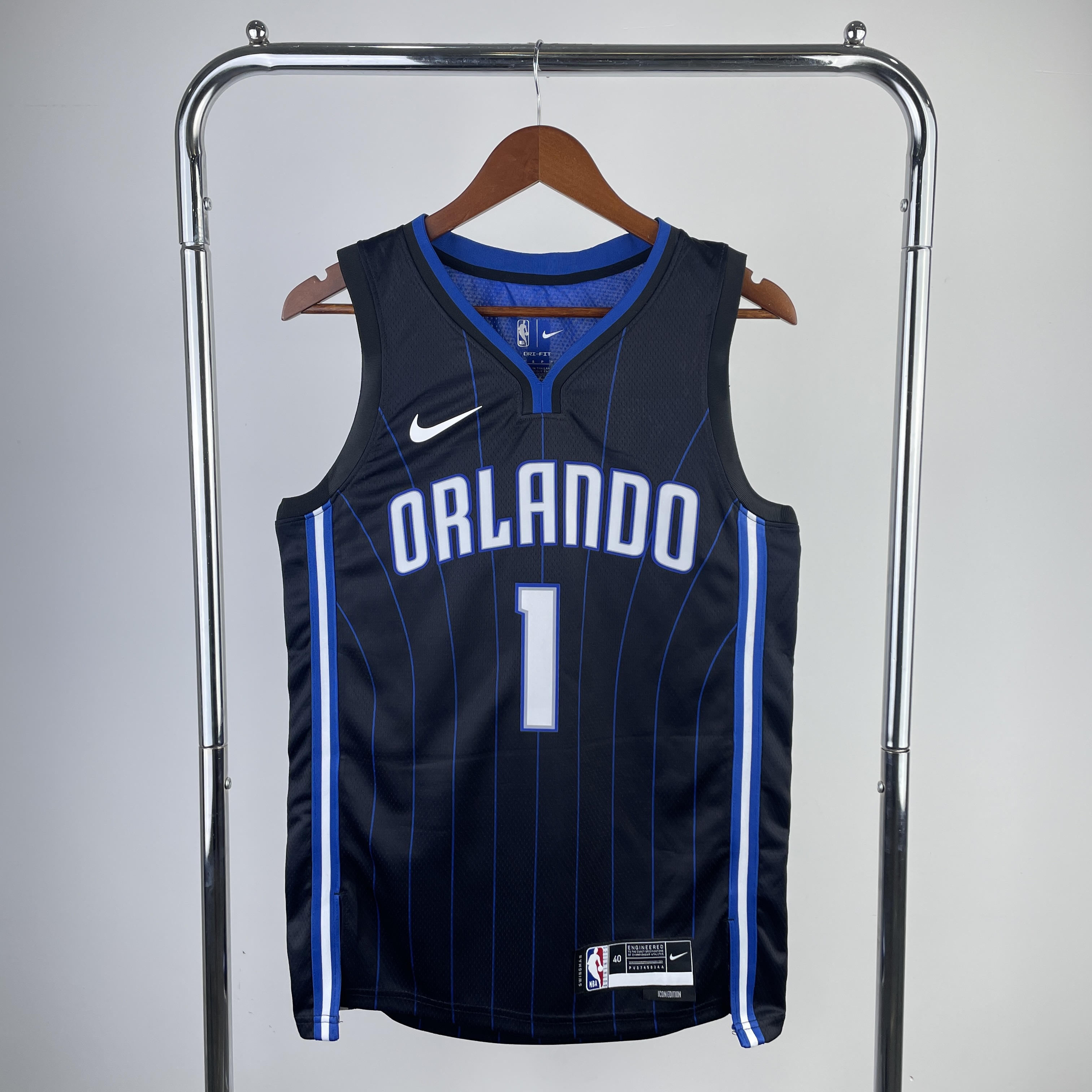 Men Orlando Magic #1 Tracy Mcgrady Black Stripe Season Nike 2023 NBA Jersey->orlando magic->NBA Jersey